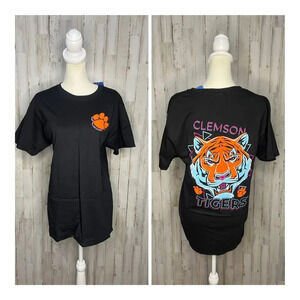 Clemson Tigers Women's Medium Black &‎ Neon Short Sleeve Casual Summer T-Shirt